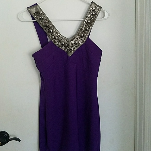 2b bebe purple studded dress bodycon - Picture 1 of 5